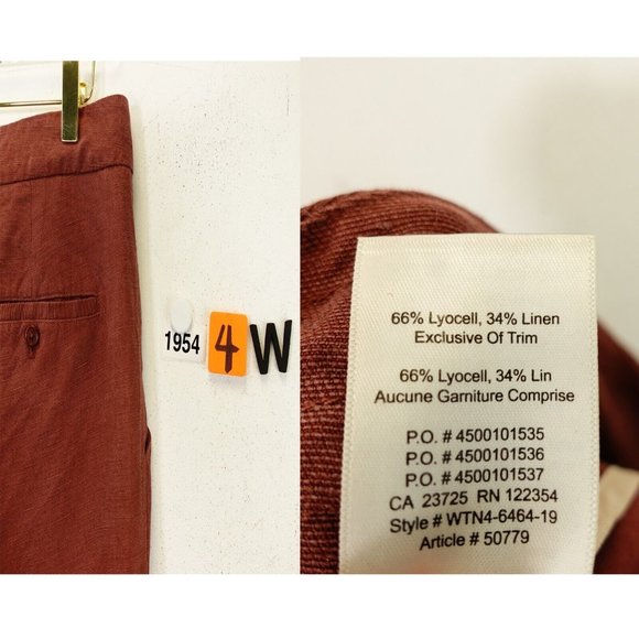 WILFRED Linen Pants Women SMALL 6 Burnt Orange Capri Button Fly Drawstring 33x22 - Picture 11 of 12